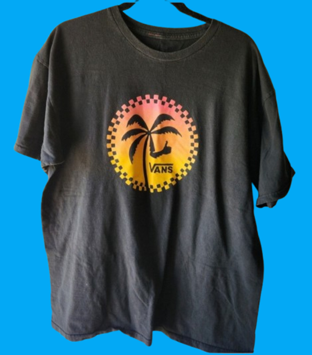 Vans Palm Tree Sunset Graphic Tee Black Unisex Large Short Sleeve